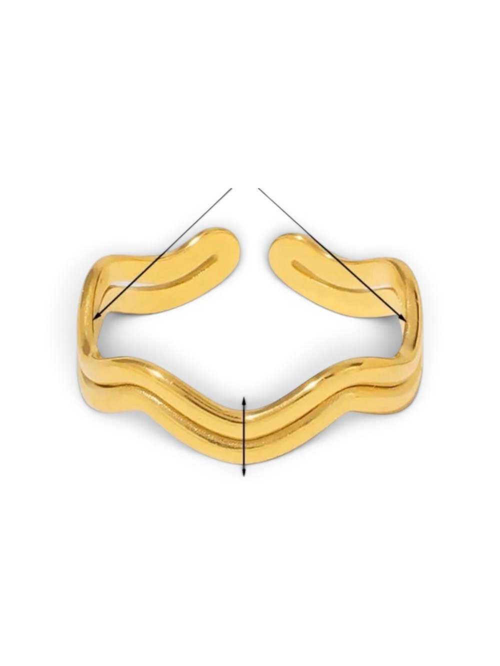 18k Gold plated Wavy Open Band adjustable Ring - Women’s Fashion Jewelry